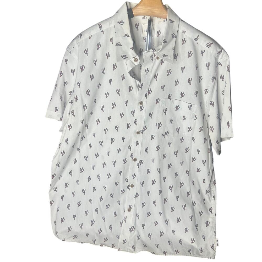 NWOT ROWM Mens short sleeve button down Cactus print size xl